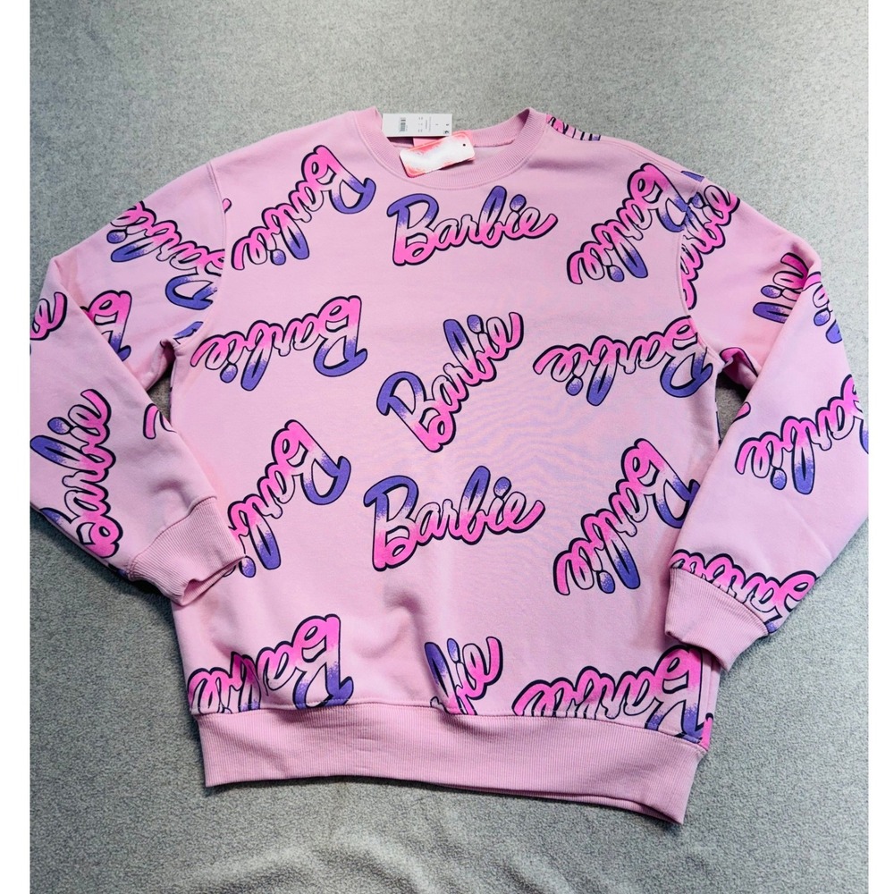 Barbie The Movie Pink Logo Sweatshirt Womens Small NWT Crewneck Graphic Pullover